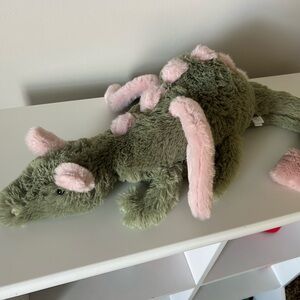 Jellycat Plush Green and Pink Dragon Plush Toy - Soft Reptile Stuffed Animal